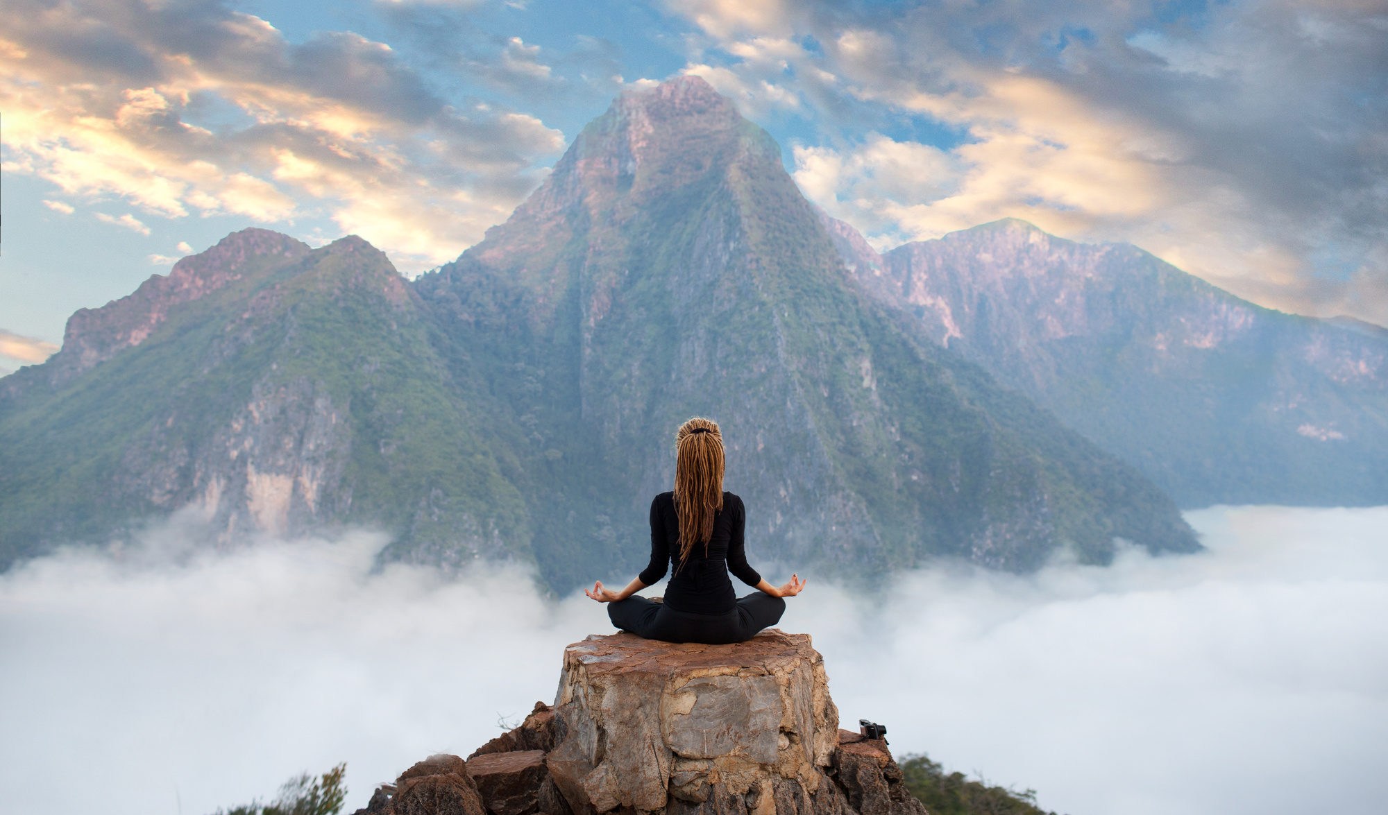 Serenity And Yoga Practicing,meditation At Mountain Range Serenity And Yoga Practicing,meditation At Mountain Range
